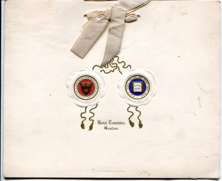 Speisekarte 1903 anlässlich dem Football Spiel zwischen Havard und Yale in Boston